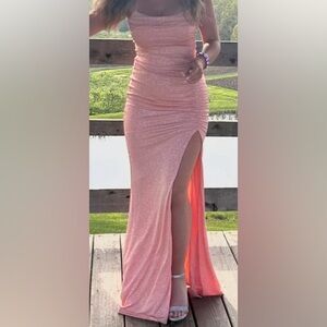 Elegant Peach Strapless Prom Dress